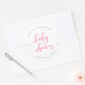 Roze Relax Script Baby shower Ronde Sticker (Envelop)
