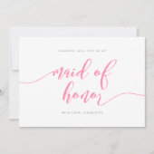 Roze Relax Script Wil je mijn Maid of Honor zijn? Kaart (Voorkant)
