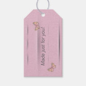 Roze reliëf met vlinder cadeaulabel (Voorkant)