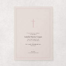 Roze Religieus Minimaal Kruis Doopfeest Kaart