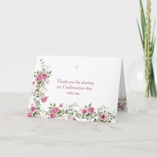 Roze Religieuze Bevestiging Dank u Kaart (Voorkant)