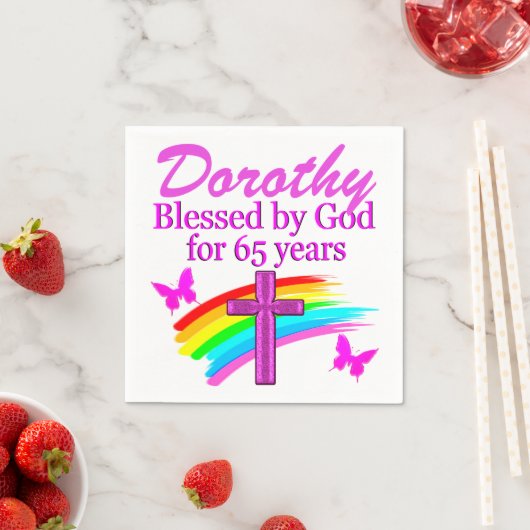 ROZE RELIGIEUZE GEPERSONALISEERDE 65E VERJAARDAG S SERVET (Insitu)