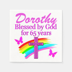 ROZE RELIGIEUZE GEPERSONALISEERDE 65E VERJAARDAG S SERVET