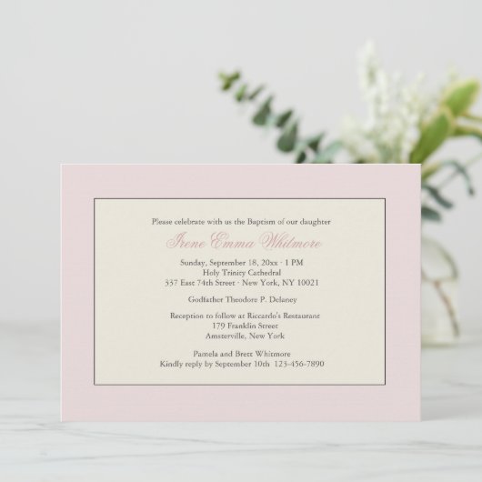 Roze religieuze uitnodiging (Staand voorkant)