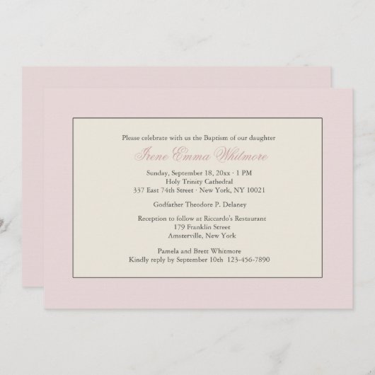 Roze religieuze uitnodiging (Voorkant / Achterkant)