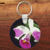 Roze Remo Prada "Crown" (Laeliocattelaya) bloemen Sleutelhanger (Voorkant)