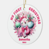Roze rendier baby's eerste kerst Ornament (Links)