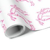 Roze rendier cadeaupapier (Rol Hoek)