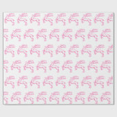 Roze rendier cadeaupapier (Vlak)