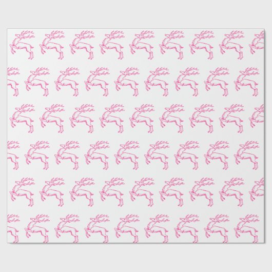 Roze rendier cadeaupapier (Vlak)
