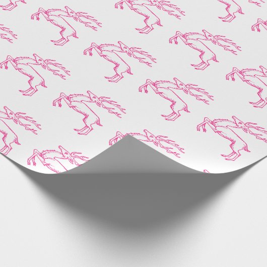 Roze rendier cadeaupapier (Hoek)