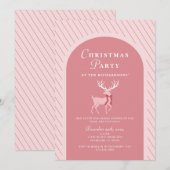 Roze Rendier Elegant Kerstfeest Kaart (Voorkant / Achterkant)