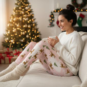 Roze rendier en boom kerstvakantie leggings