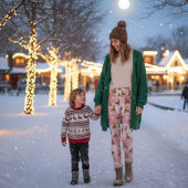 Roze rendier en boom kerstvakantie leggings