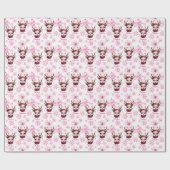 Roze Rendier Gepersonaliseerde Gift Wrap Cadeaupapier (Vlak)