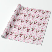Roze Rendier Gepersonaliseerde Gift Wrap Cadeaupapier (Uitgerold)