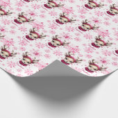 Roze Rendier Gepersonaliseerde Gift Wrap Cadeaupapier (Hoek)