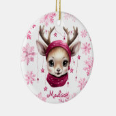 Roze rendier gepersonaliseerde Kinder Mok Keramisch Ornament (Rechts)