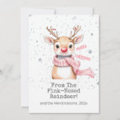 Roze Rendier Kerst Feestdagenkaart (Voorkant)