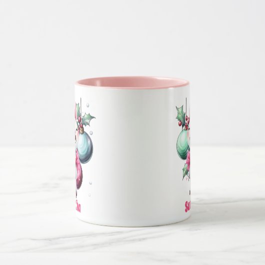 Roze rendier kerst Kinder warme chocolademelk Mok (Midden)