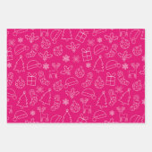 Roze rendier, kerstboom en feestdromen inpakpapier vel (Voorkant 3)