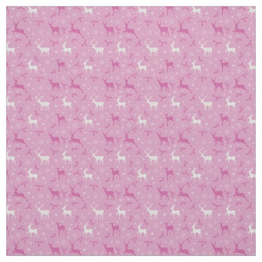 Roze rendier kerstvakantie stof (Swatch)