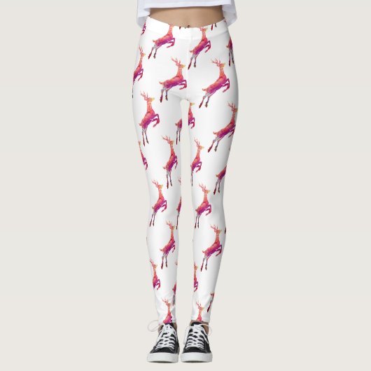 Roze rendier leggings (Voorkant)