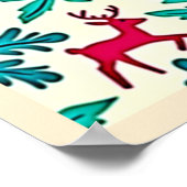 Roze Rendier Teal Boom Patroon Ontwerp Poster (Hoek)