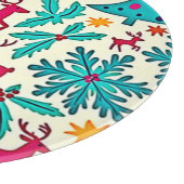 Roze Rendier Teal Boom Patroon Ontwerp Snijplank (Hoek)