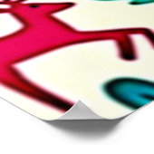 Roze Rendier Turquoise Boom Patroon Ontwerp Poster (Hoek)