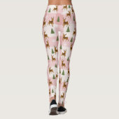 Roze rendieren en boomvakanties leggings (Achterkant)