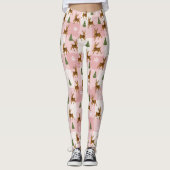 Roze rendieren en boomvakanties leggings (Voorkant)