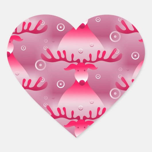 roze rendieren stickers (Voorkant)