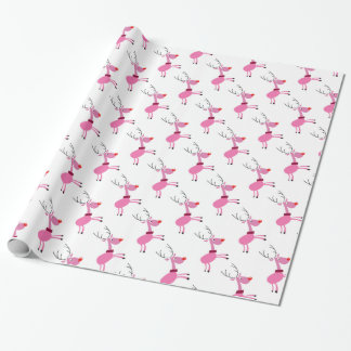 Roze rendierrestanten cadeaupapier
