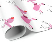Roze rendierrestanten cadeaupapier (Rol Hoek)