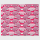 roze rendierverpakkingspapier cadeaupapier (Vlak)