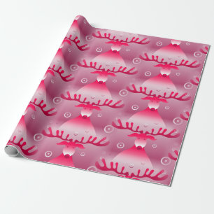 roze rendierverpakkingspapier cadeaupapier