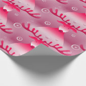 roze rendierverpakkingspapier cadeaupapier (Hoek)