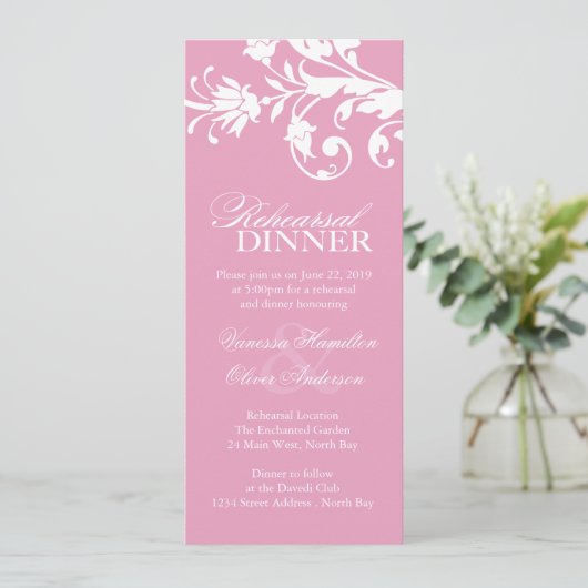  Roze repetitie Invitaties Kaart (Staand voorkant)