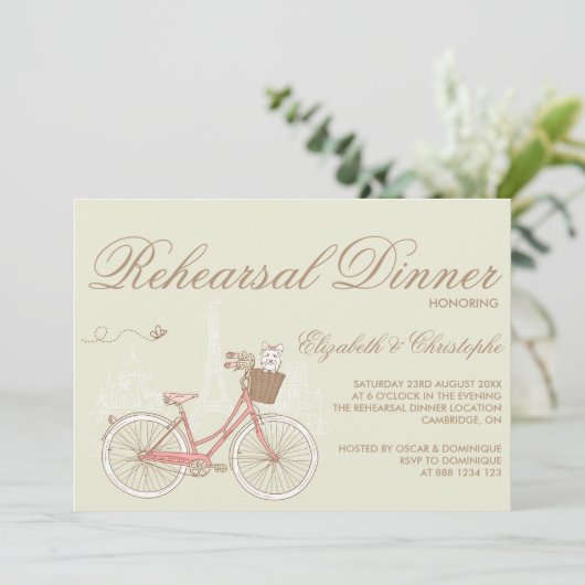  Roze repetitie voor fietsen Inbeluitnodiging Kaart (Staand voorkant)