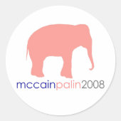 Roze republikeinse olifantenSticker Ronde Sticker (Voorkant)