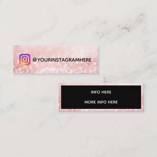 Roze reservekaart sociaal mediaspelagram mini visitekaartje (Voorkant / Achterkant)