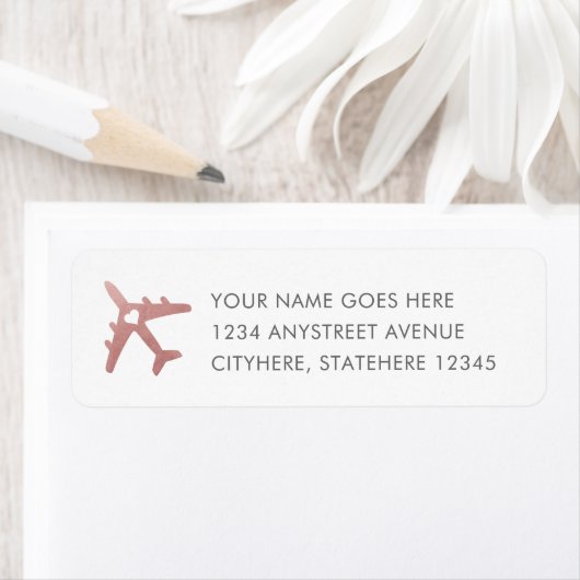 Roze retouradres van het vliegtuig etiket (Insitu)