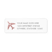 Roze retouradres van het vliegtuig etiket (Voorkant)