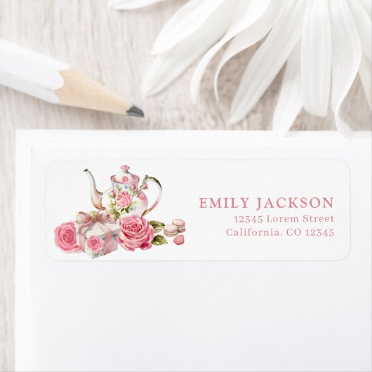 Roze retouradresstickers voor bruidstuinfeest etiket (Insitu)