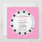 Roze Retro 35e Verjaardagsfeestje Uitnodiging Rota (Voorkant)