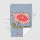  roze Retro 3D Zonnebloem Golfhanddoek (Insitu)