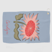  roze Retro 3D Zonnebloem Golfhanddoek (Horizontaal)