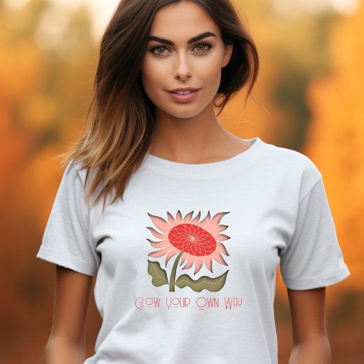  roze Retro 3D Zonnebloem T-shirt
