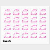 Roze Retro 60e Verjaardagsfeestje Vierkante Sticker (Vel)